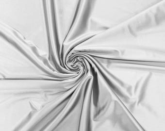 White Deluxe Shiny Polyester Spandex Fabric Stretch 58" Wide Sold by The Yard.