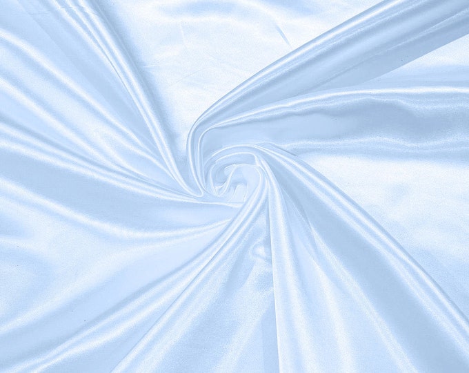 Light Blue Heavy Shiny Bridal Satin Fabric for Wedding Dress, 60" inches wide sold by The Yard. New Colors