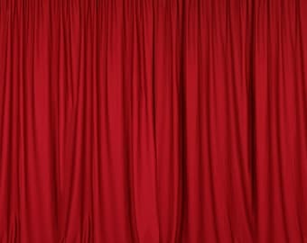 Red SEAMLESS Backdrop Drape Panel, All Sizes Available in Polyester Poplin, Party Supplies Curtains.