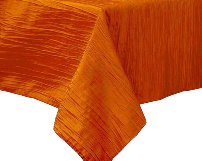 Orange Square Light Weight Accordion Design Crushed Taffeta Seamless Table Overlay