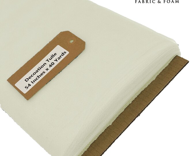 Ivory 54" Wide by 40 Yards Long (120 Feet) Polyester Tulle Fabric Bolt, for Wedding and Decoration.