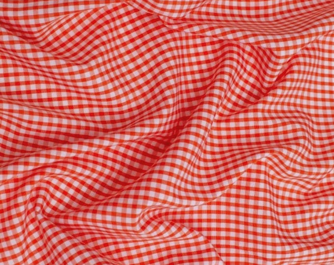 Orange Gingham 1/8" Checkered Poly Cotton 58" Wide Fabric- Sold by the yard