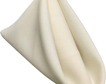 18 x 18 Inches Polyester Poplin Decorative Table Napkins, Party Supply - Pack of 12 - Ivory
