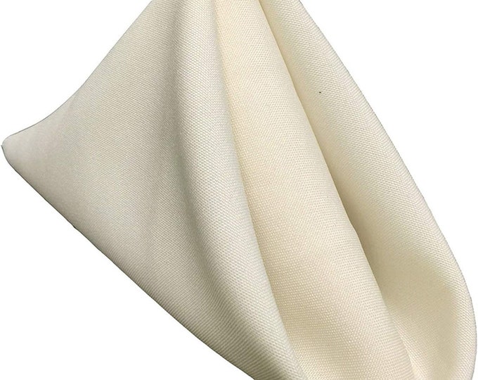 18 x 18 Inches Polyester Poplin Decorative Table Napkins, Party Supply - Pack of 12 - Ivory