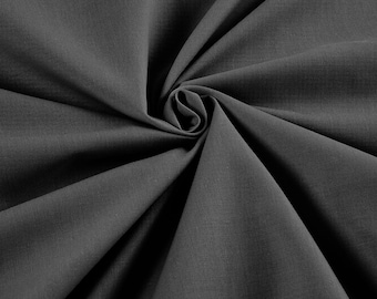 Charcoal Lightweight Poly Cotton Broadcloth Fabric| 58" Wide| Bed sheets| Apparel.