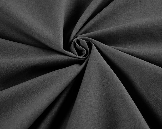 Charcoal Lightweight Poly Cotton Broadcloth Fabric| 58" Wide| Bed sheets| Apparel.