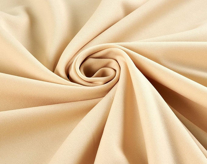 Champagne 59/60" Wide 100% Polyester Wrinkle Free Stretch Double Knit Scuba Fabric Sold By The Yard.