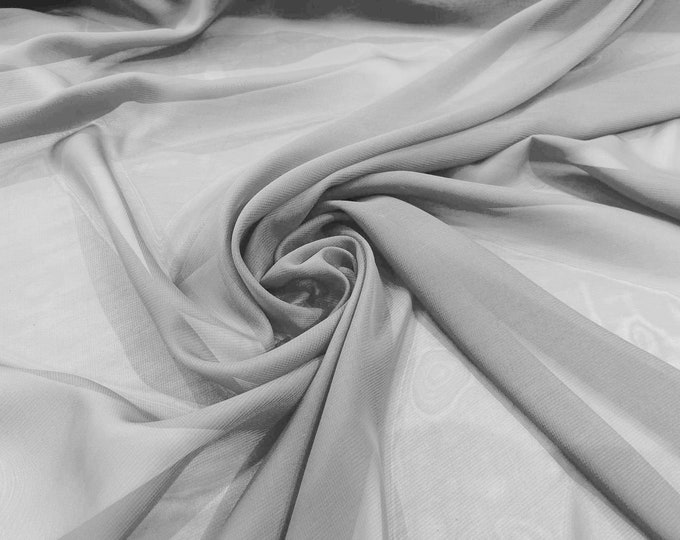 Silver 5 Yards 60" Wide Sheer Fabric Chiffon Fabric by The Yard Continuous Solid Color Draping Fabric for Wedding Party Easter Backdrop