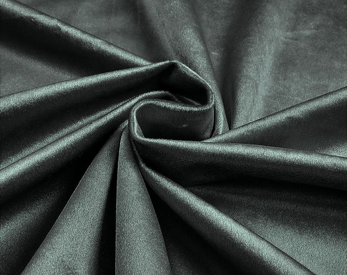 Charcoal 58"/60Inches Wide Royal Velvet Upholstery Fabric. Sold By The Yard.