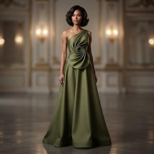 Satin Moss Green Bridesmaid Dress