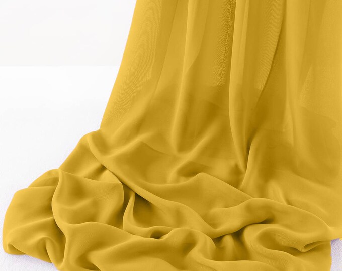 Gold - Wool Dobby Chiffon Sheer Table Runner for Wedding, Decorations for Birthday Parties, Banquets, Engagements.