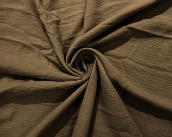 Light Mocha Air Flow Polyester Fabric for Dresses, 2 way stretch, Tops, Bottoms, Shawl, Scarf, Costumes, Crafts.