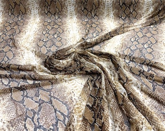 Brown/ Tan/ Black sheer Rattle Snake design print on power mesh 4-way stretch 58” Sold by the yard
