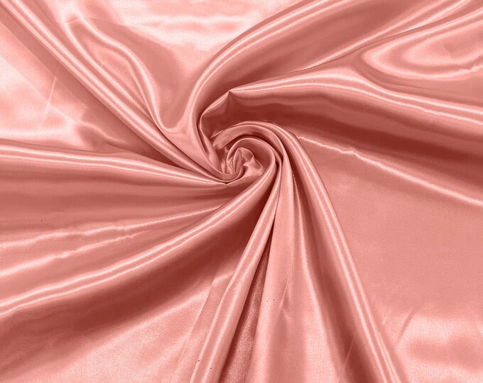 Coral - Shiny Charmeuse Satin Fabric for Wedding Dress/Crafts Costumes/58” Wide /Silky Satin
