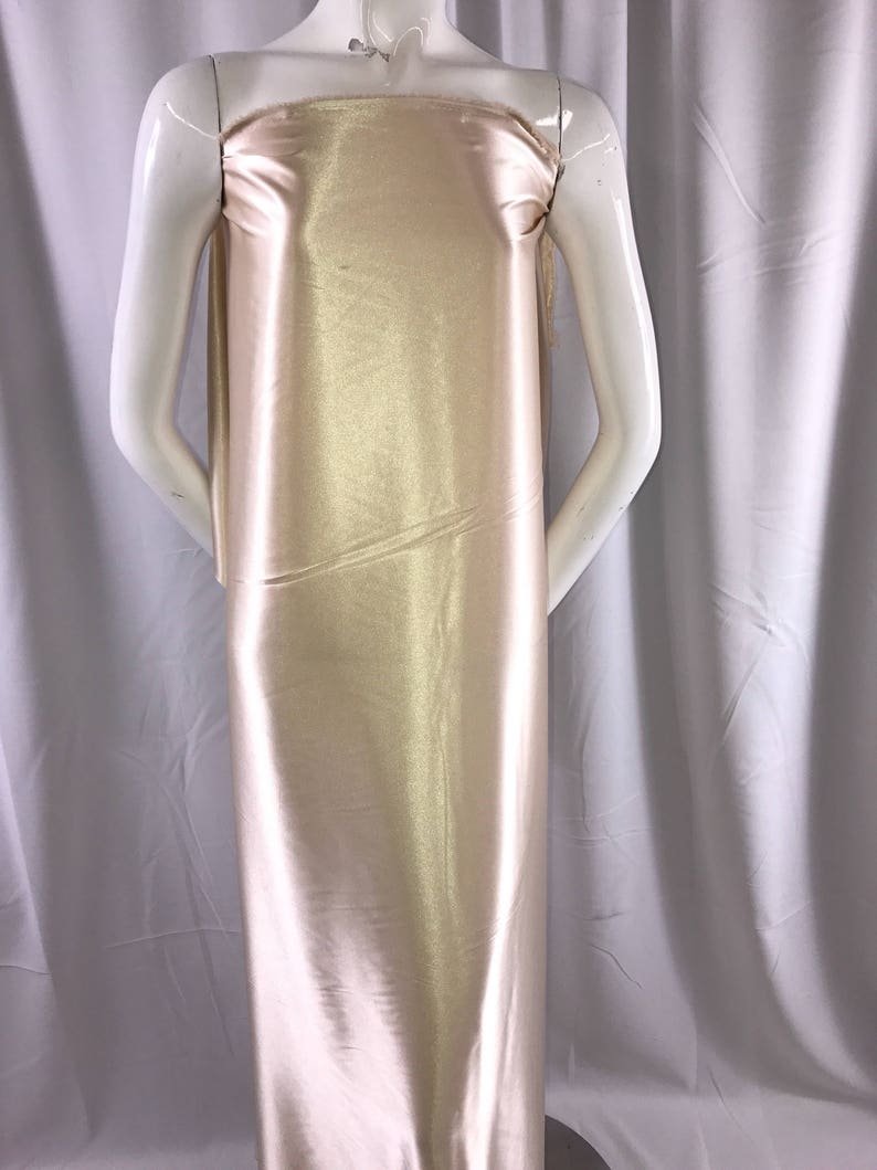 Champagne 58 inch 2 way stretch charmeuse satin-super soft silky satin-wedding-bridal-prom-nightgown-dresses-fashion-sold by the yard. image 3