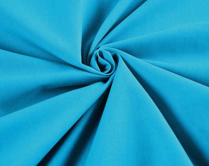 Aqua - 58-59" Wide Premium Light Weight Poly Cotton Blend Broadcloth Fabric Sold By The Yard.