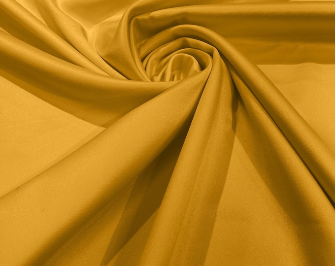 Mustard Matte Stretch Lamour Satin Fabric 58" Wide/Sold By The Yard. New Colors