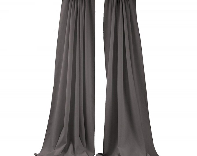 Charcoal 2 Panels Backdrop Drape, All Sizes Available in Polyester Poplin, Party Supplies Curtains.