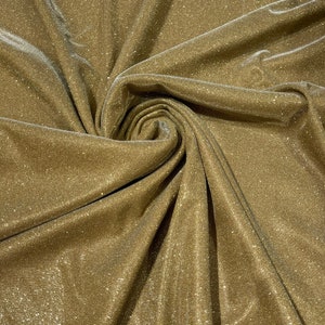 Champagne/Gold Stretch glitter shimmer 58” wide-Glimmer-Sparkling Fabric-Prom-Nightgown-Sold by the yard.
