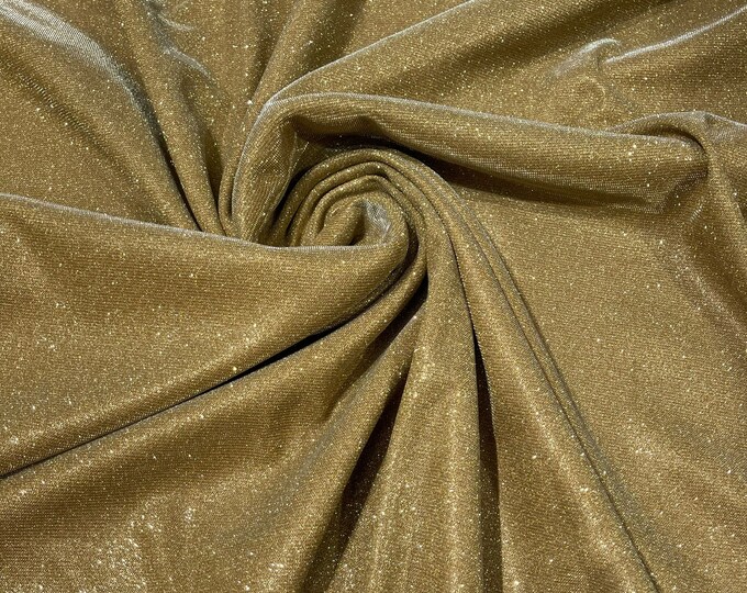 Champagne/Gold Stretch glitter shimmer 58” wide-Glimmer-Sparkling Fabric-Prom-Nightgown-Sold by the yard.