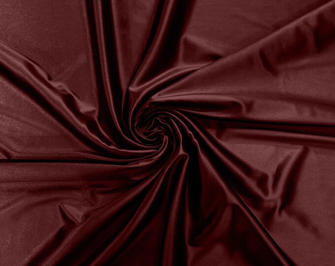 Burgundy Heavy Shiny Satin Stretch Spandex Fabric/58 Inches Wide/Prom/Wedding/Cosplays.