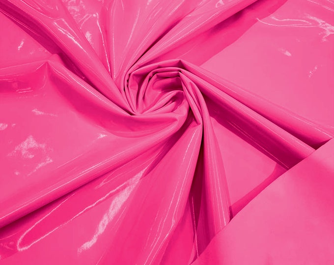 Spandex Shiny Vinyl Fabric (Latex Stretch) - Sold By The Yard - Hot Pink