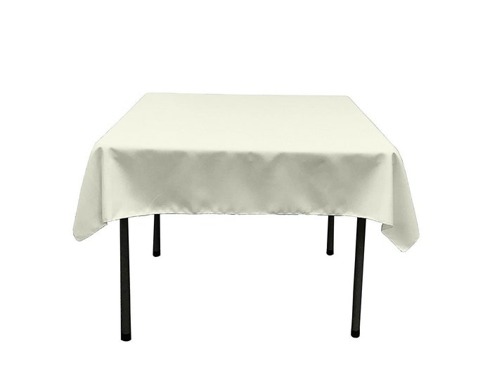 Ivory Square Polyester Poplin Table Overlay - Diamond. Choose Size Below