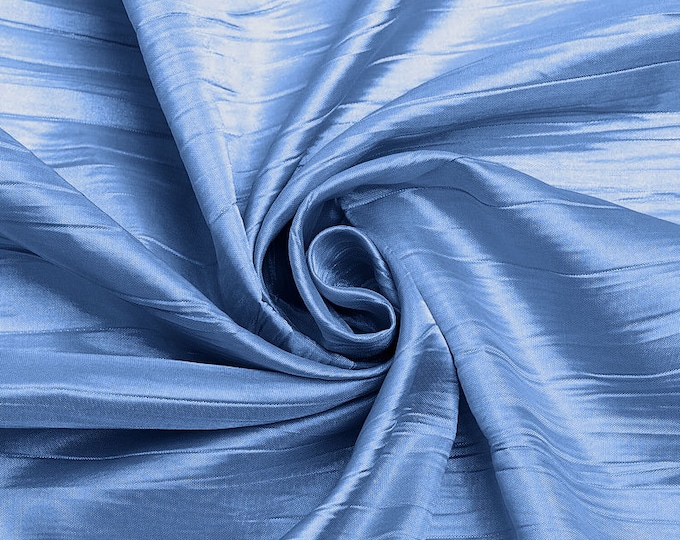 Sky Blue - Crushed Taffeta Fabric - 54" Width - Creased Clothing Decorations Crafts - Sold By The Yard