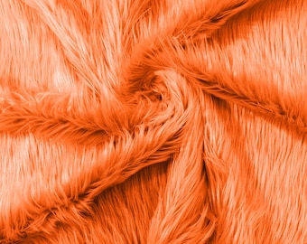 Orange Long Pile Soft Faux Fur Fabric for Fur suit, Cosplay Costume, Photo Prop, Trim, Throw Pillow, Crafts.