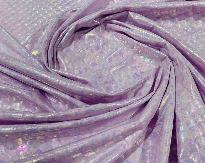 Lilac illusion iridescent mermaid fish scales stretch spandex-sold by the yard