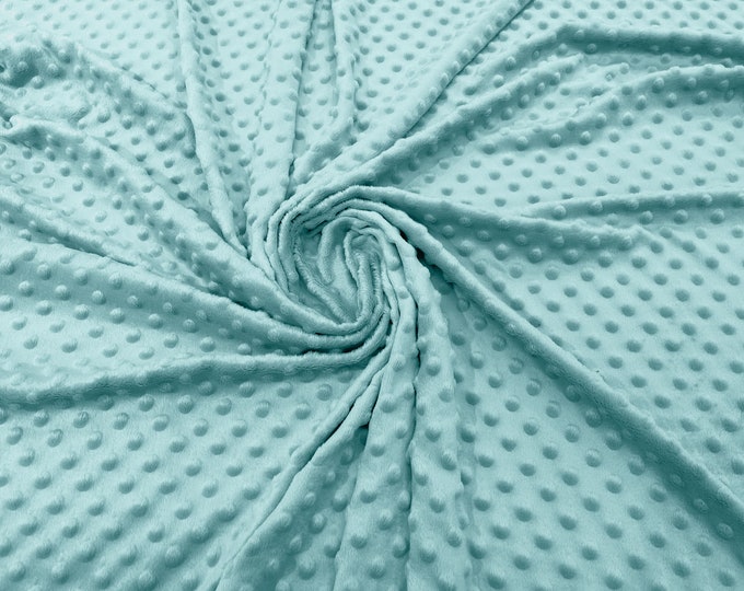 Ice Blue Polka Dot Minky Fabric By The Yard | Super Soft Minkee Fabric | 58’’ Wide | 2 Way Stretch Polka Dot Minky Fabric.