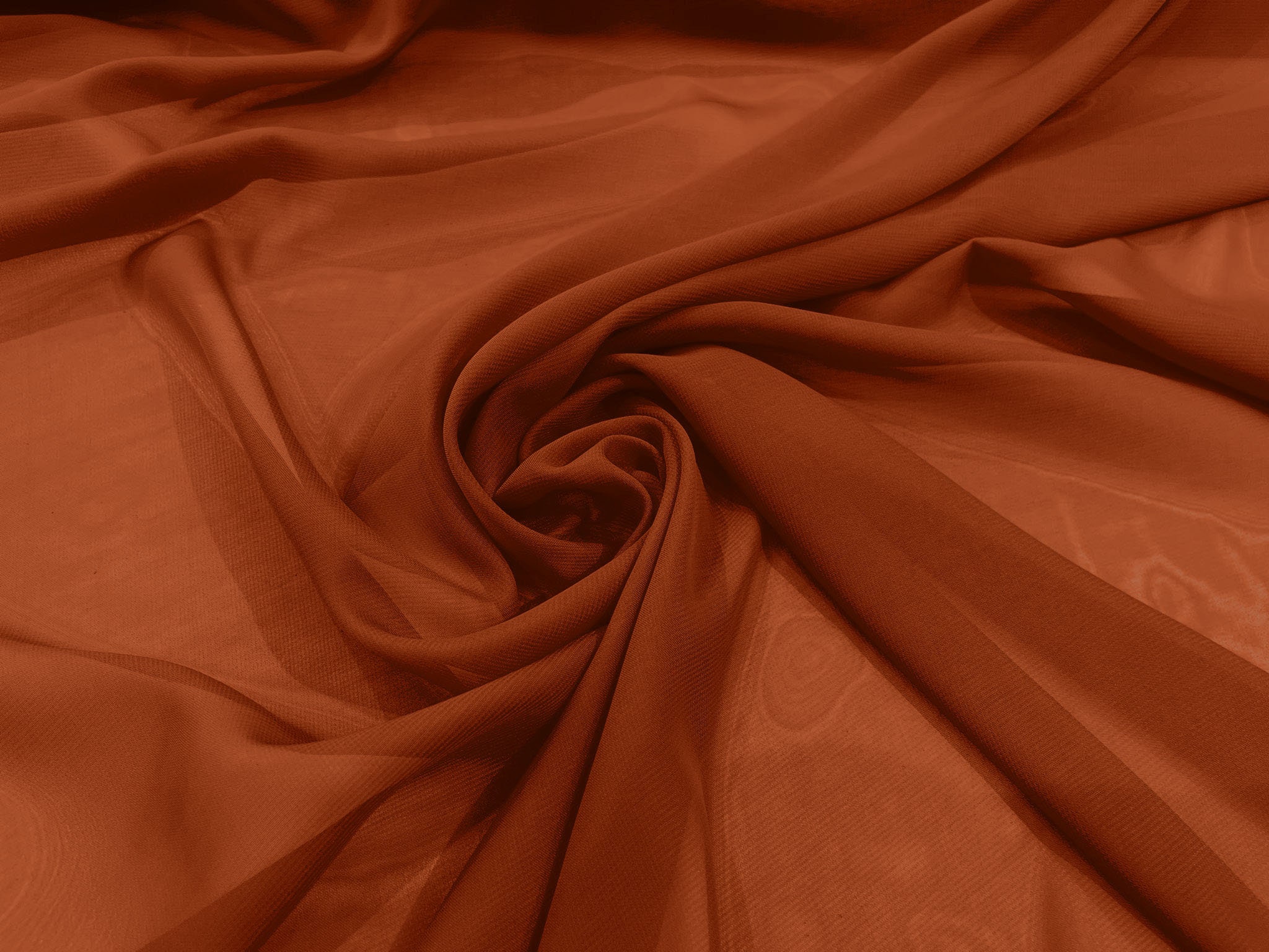Burnt Orange 58/60" Wide 100% Polyester Soft Light Weight, Sheer, See Through Chiffon Fabric/ Bridal Apparel | Dresses | Costumes/ Backdrop