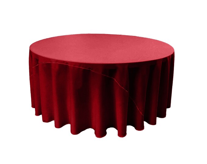 Cranberry - Solid Round Polyester Poplin Tablecloth With Seamless.