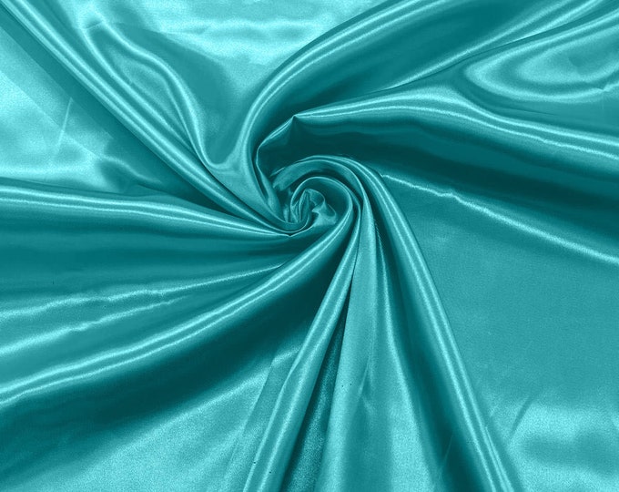 Dark Aqua Shiny Charmeuse Satin Fabric for Wedding Dress/Crafts Costumes/58” Wide /Silky Satin