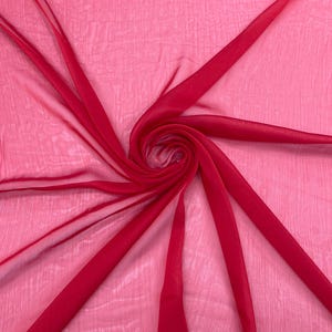 Tweekleurige chiffon doorschijnende stof, op maat gesneden - rood