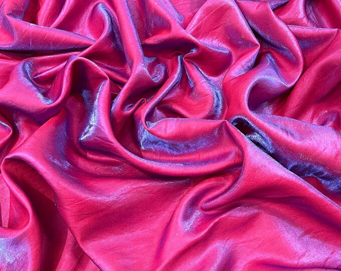 Royal Red Iridescent Liquid Dupioni Fabric 58" Wide| Costume, Prom Dressmaking, Flowing Lightweight Material
