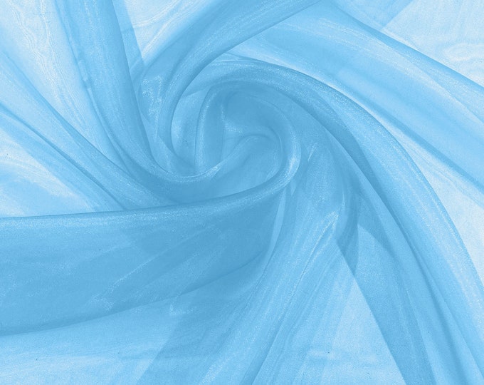 Aqua Blue 58/60" Wide 100% Polyester Soft Light Weight, Sheer, See Through Crystal Organza Fabric/Cosplay Costumes, Skirts.