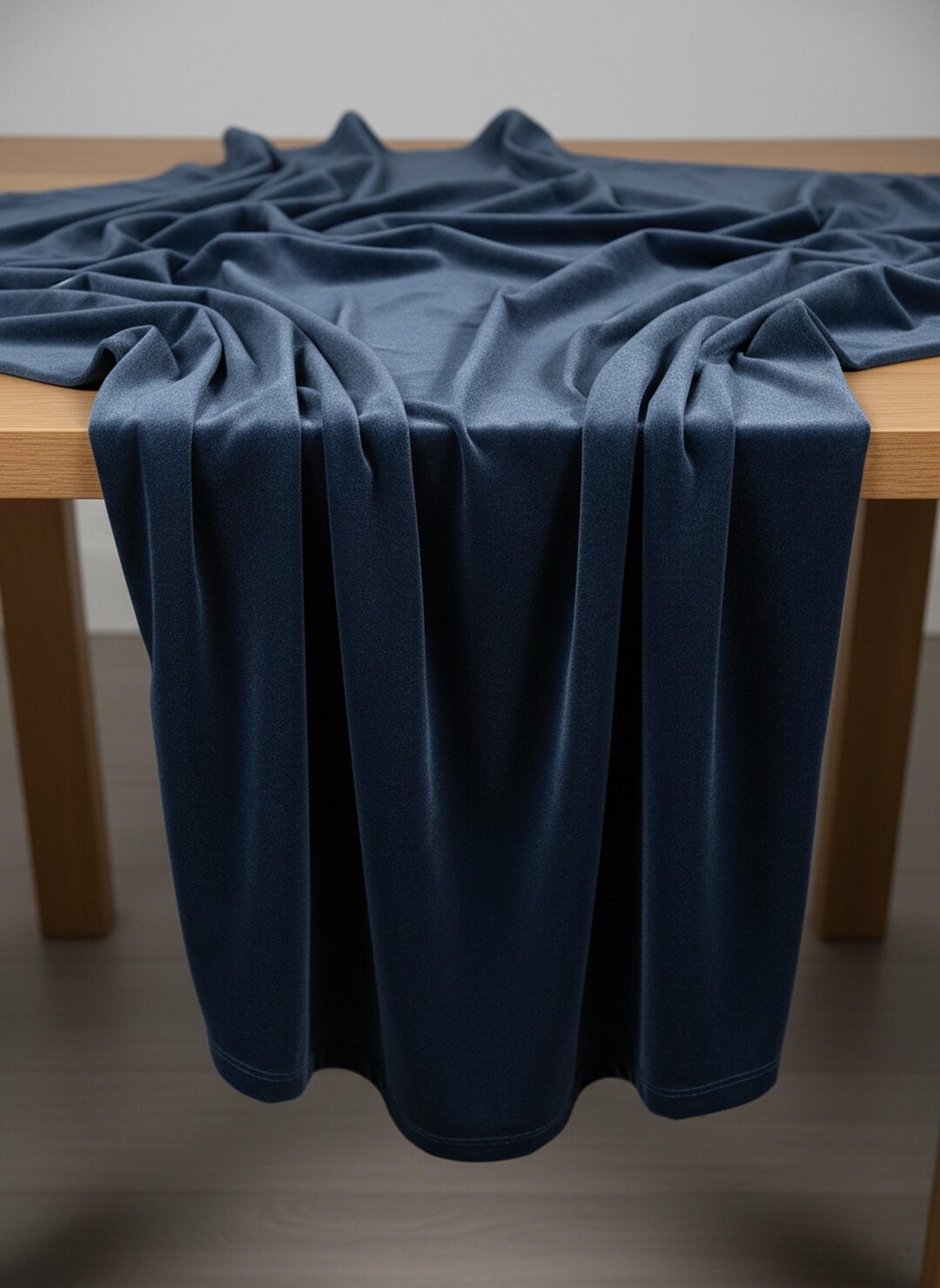 Steel Blue Stretch Velvet Fabric 58