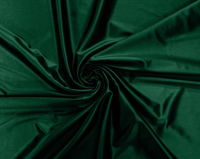 Hunter green Deluxe Shiny Polyester Spandex Fabric Stretch 58" Wide Sold by The Yard.