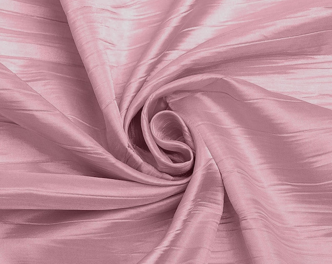 Rose Petal  - Crushed Taffeta Fabric - 54" Width - Creased Clothing Decorations Crafts - Sold By The Yard