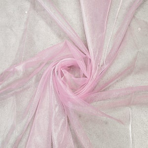 Tela de organza de cristal transparente, ligera, suave, 100 % poliéster, de color rosa, de 58/60" de ancho. Se vende cortada a medida.