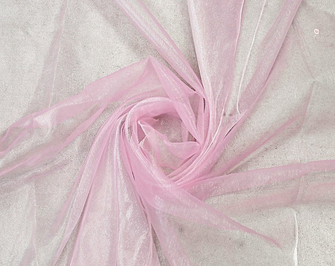 Pink 58/60" Wide 100% Polyester Soft Light Weight, Sheer, See Through Crystal Organza Fabric Sold By The Yard.