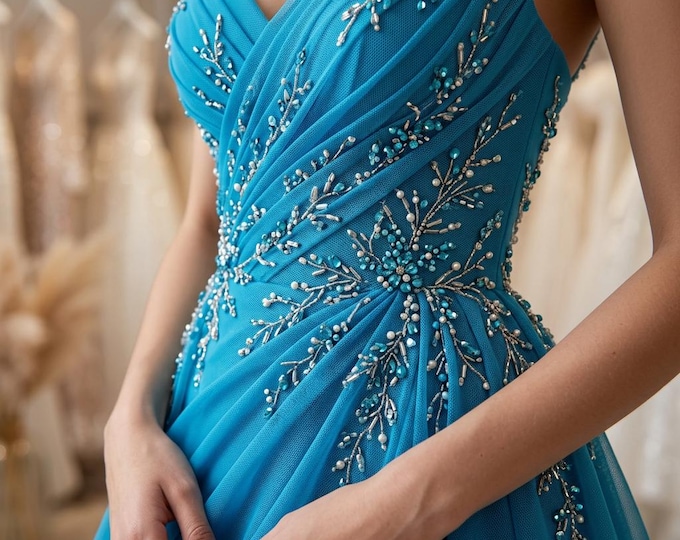 Blue Power Mesh Fabric Stretch Nylon Spandex Sheer Mesh Fabric 60 Inch Wide Teal Dress Fabric Soft Tulle Fabric by the Yard