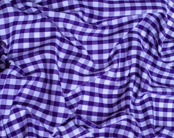 Purple Gingham 1/4" Checkered Poly Cotton 58" Wide Fabric- Sold by the yard
