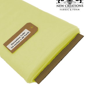 Light Yellow 54&quot; Wide by 40 Yards Long (120 Feet) Polyester Tulle Fabric Bolt, for Wedding and Decoration.