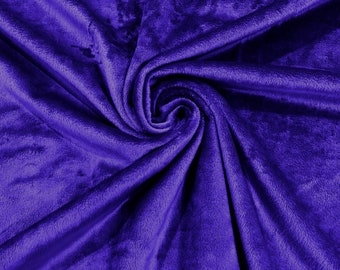 Dark Purple Minky Smooth Soft Solid Plush Faux Fake Fur Fabric Polyester- Sold by the yard.