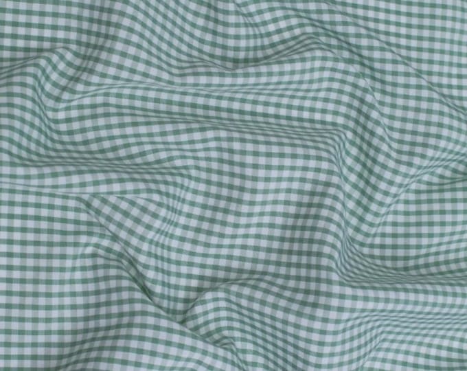 Sage Green Gingham 1/8" Checkered Poly Cotton 58" Wide Fabric- Sold by the yard