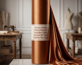 Brown Deluxe Shiny Polyester Spandex Fabric 58" Wide – 4 Way Stretch Material for Swimwear, Dancewear, Costumes – Sold by the Yard