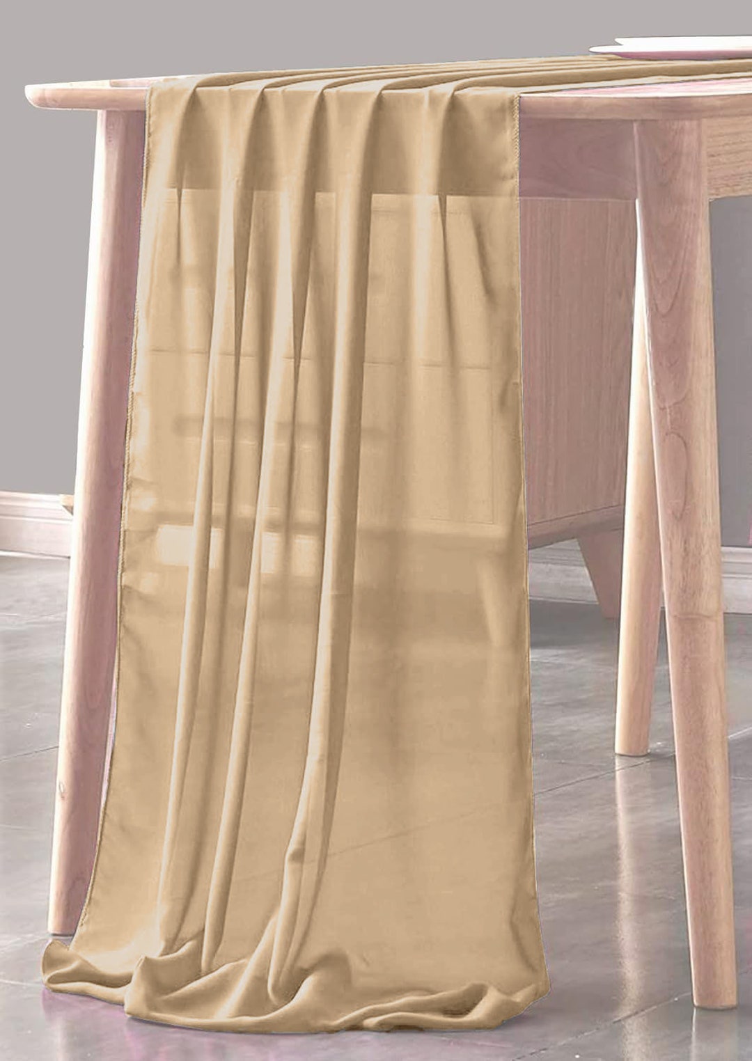 Champagne - Chiffon Sheer Table Runner for Wedding, Decorations for ...