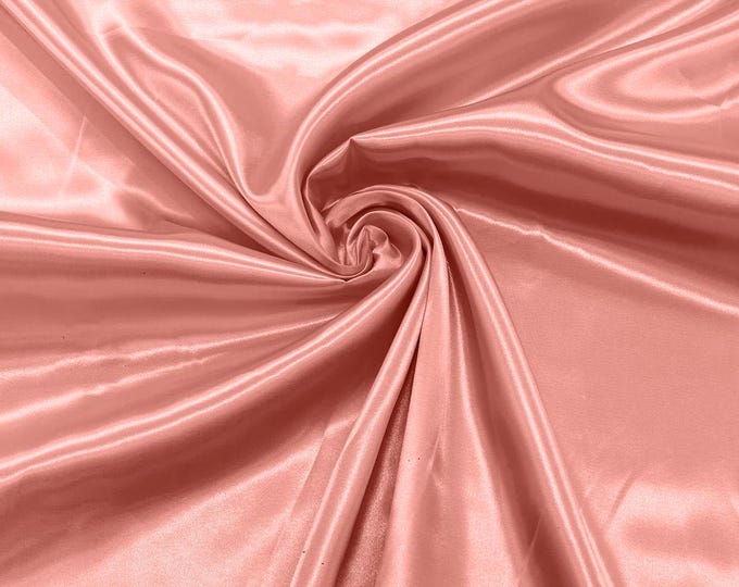 Coral Shiny Satin Charmeuse Fabric| 58" Wide| Wedding| Bridal| Evening Gown| Prom.